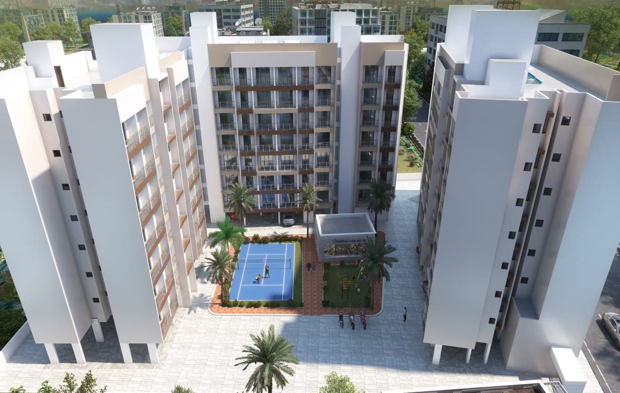 Symphonee Greens aerial view showing buildings and amenities